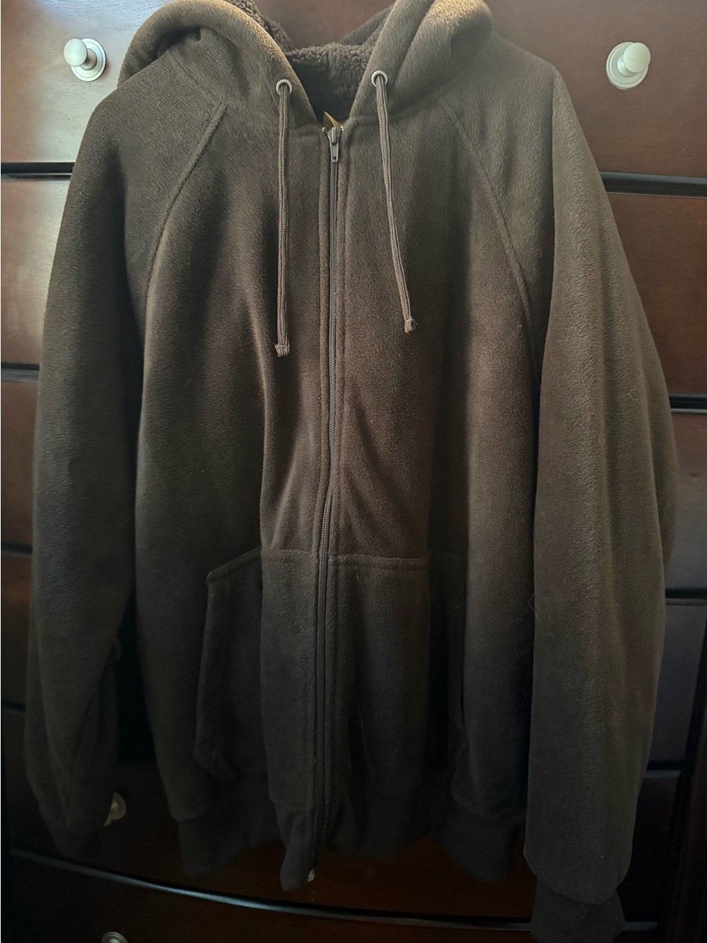 NWT St. John's Bay Brown Full-Zip Hooded Fleece Jacket